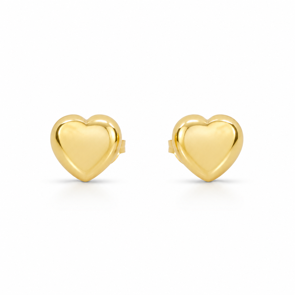 10K Gold Heart Stud Earrings