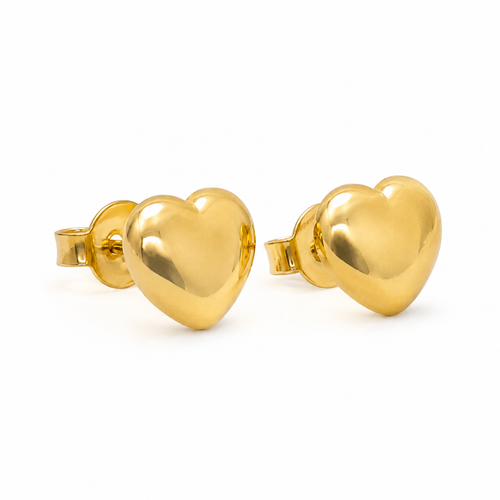 10K Gold Heart Stud Earrings