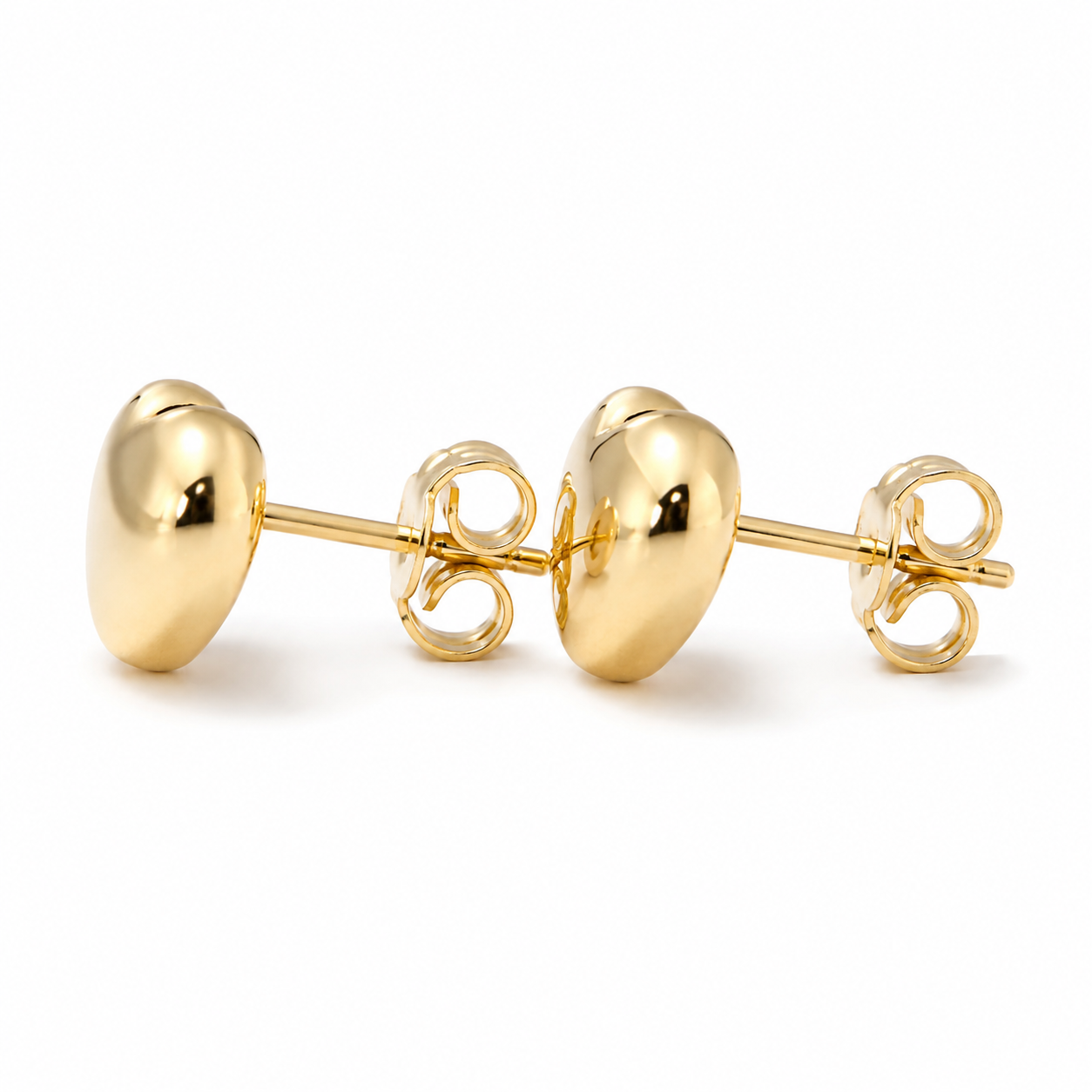 10K Gold Heart Stud Earrings