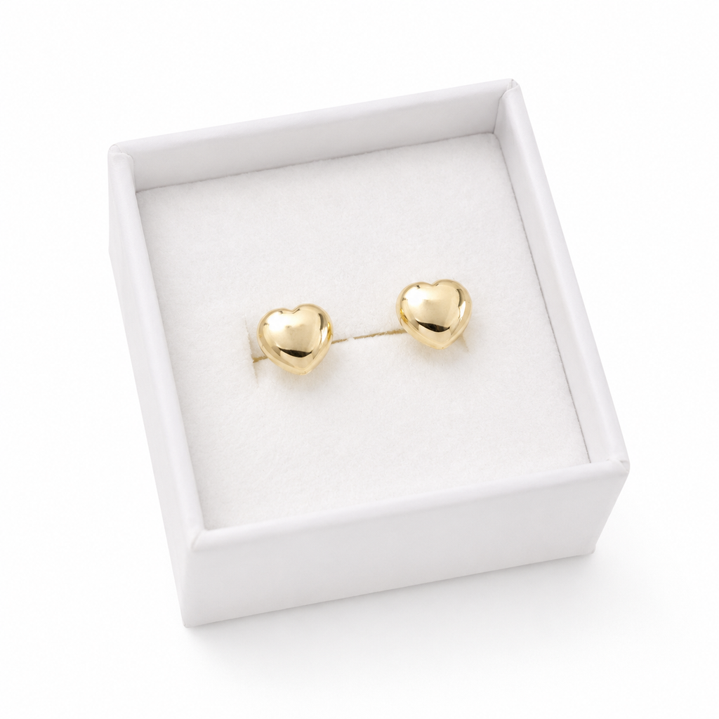 10K Gold Heart Stud Earrings