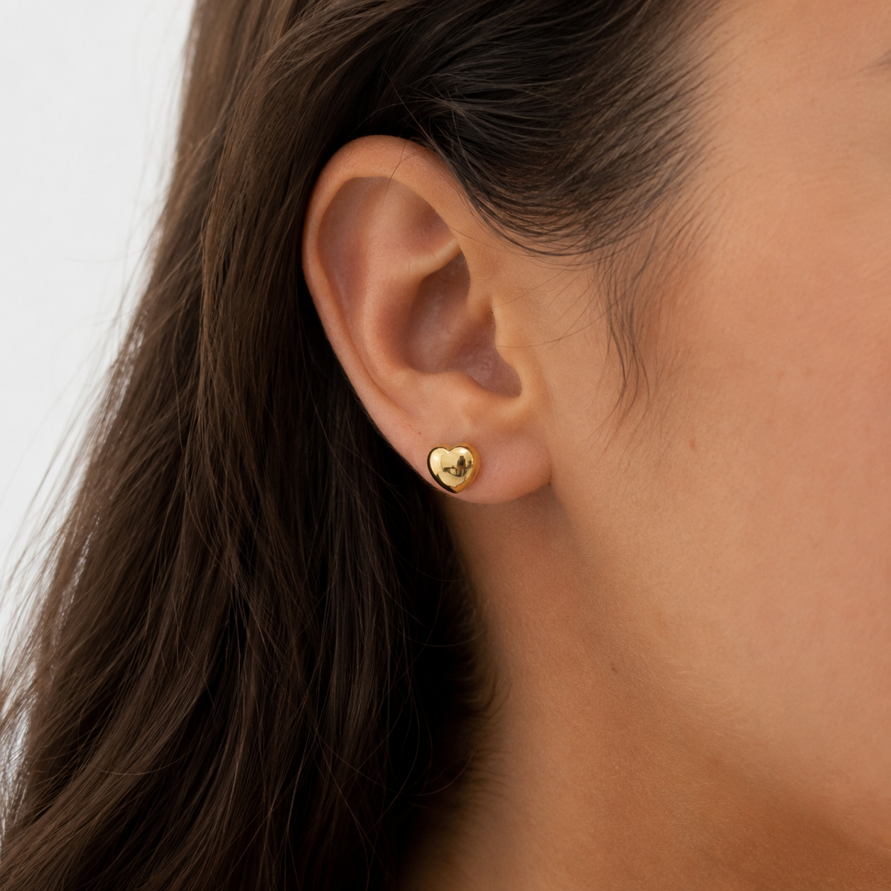 10K Gold Heart Stud Earrings