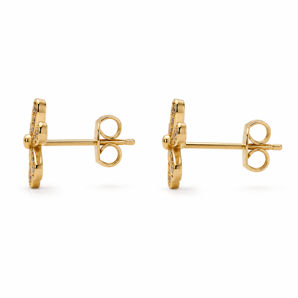 10K Gold Flower Stud Earrings