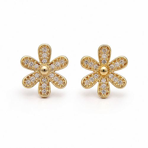 10K Gold Flower Stud Earrings